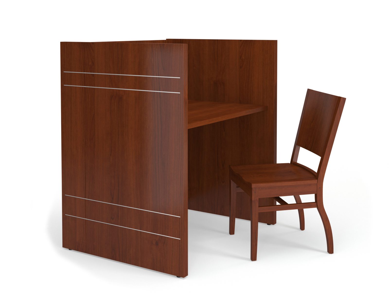 Wood Study Carrel with Seat for Libraries and Universities