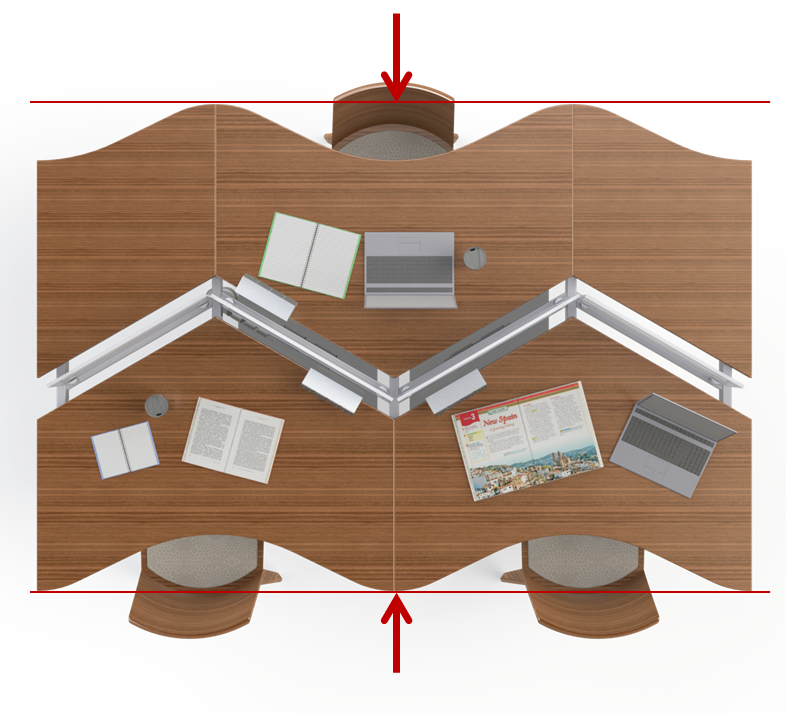 Zig Zag Table for Libraries Illustration of Breaking the Plane