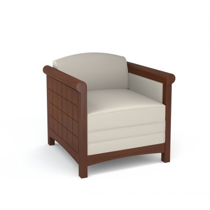 Traditional Wood Library Lounge Chair with Panel arms