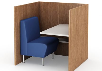 modern study carrel with privacy panels, integrated seat and power access