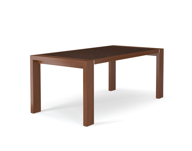 modern wood library table with aluminum reveal