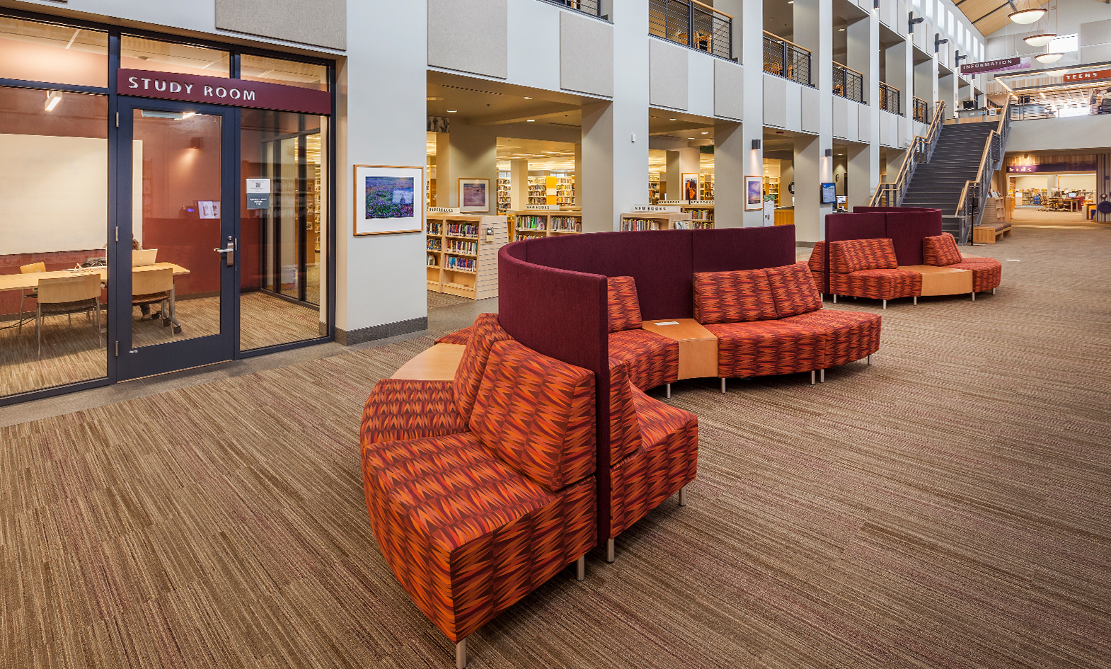 Curved modular library lounge furniture