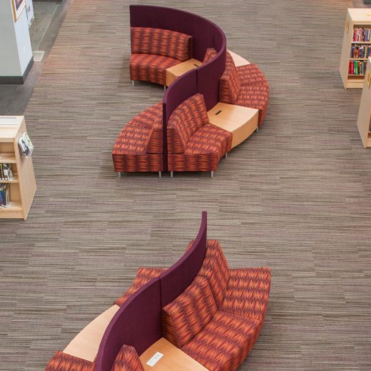 Curved modular library lounge seating