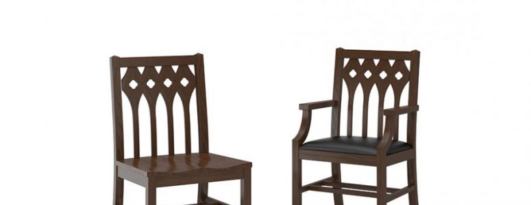 gothic style children's chairs, ornate detail