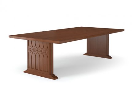 Traditional, ornate gothic style wood table for libraries