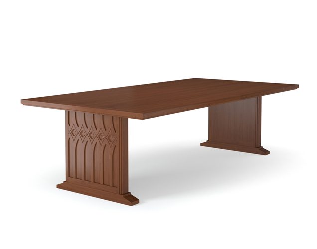 Traditional, ornate gothic style wood table for libraries