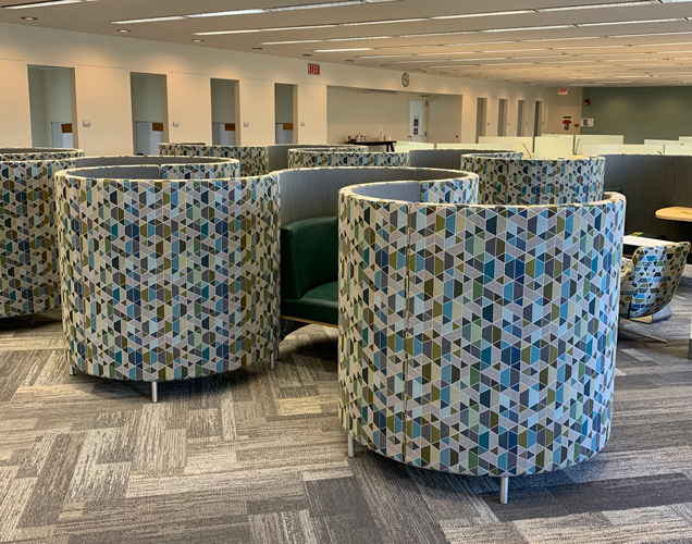 modern round study carrel in quiet study spaces