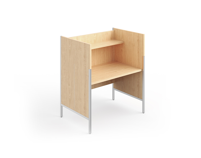 Agati's Roland Single Study Carrel in a light finish allows for people to work undisturbed in busy public environments.