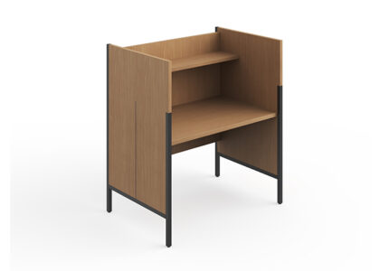 Agati's Roland Single Study Carrel in a dark river cherry finish allows for people to work undisturbed in busy public environments.
