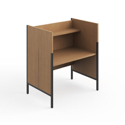 Agati's Roland Single Study Carrel in a dark river cherry finish allows for people to work undisturbed in busy public environments.