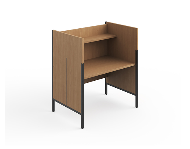 Agati's Roland Single Study Carrel in a dark river cherry finish allows for people to work undisturbed in busy public environments.