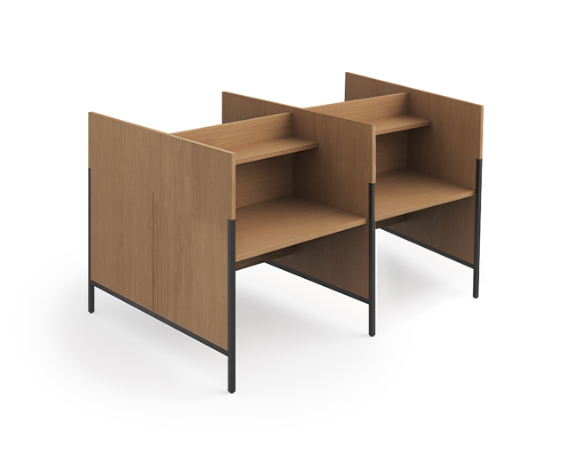 Double Roland carrels side by side provide private study for four people
