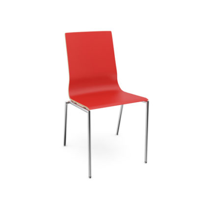 Modern red laminate stacking chair