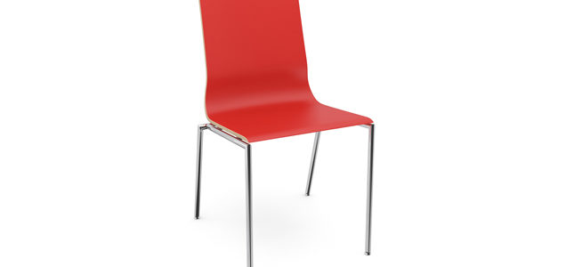 Modern red laminate stacking chair