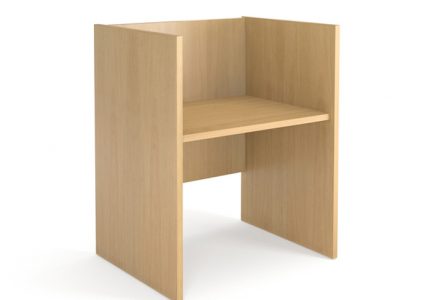 simple, low cost wood study carrel with clear maple panels