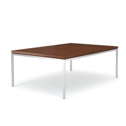 modern library study table with wood top and stainless steel base