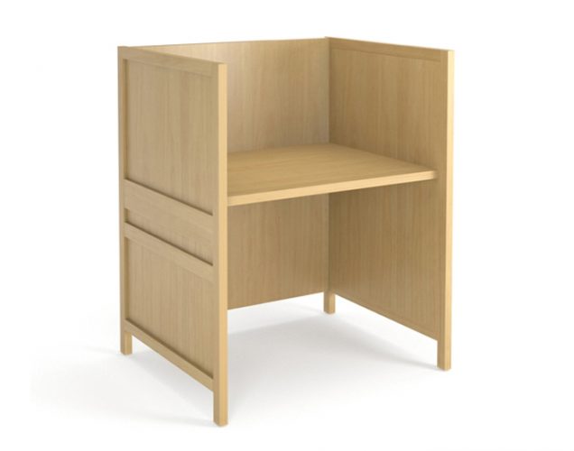 transitional style wood study carrel with clear maple finish for libraries