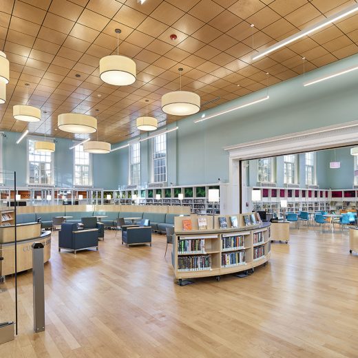 Curved Library shelving and library furniture