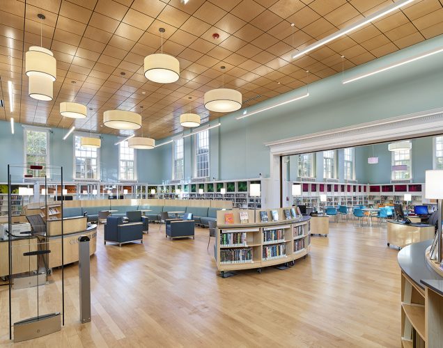 Curved Library shelving and library furniture