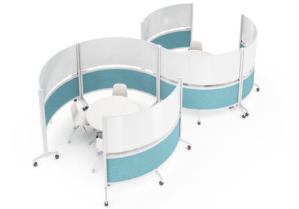 Mobile whiteboard partitions curved