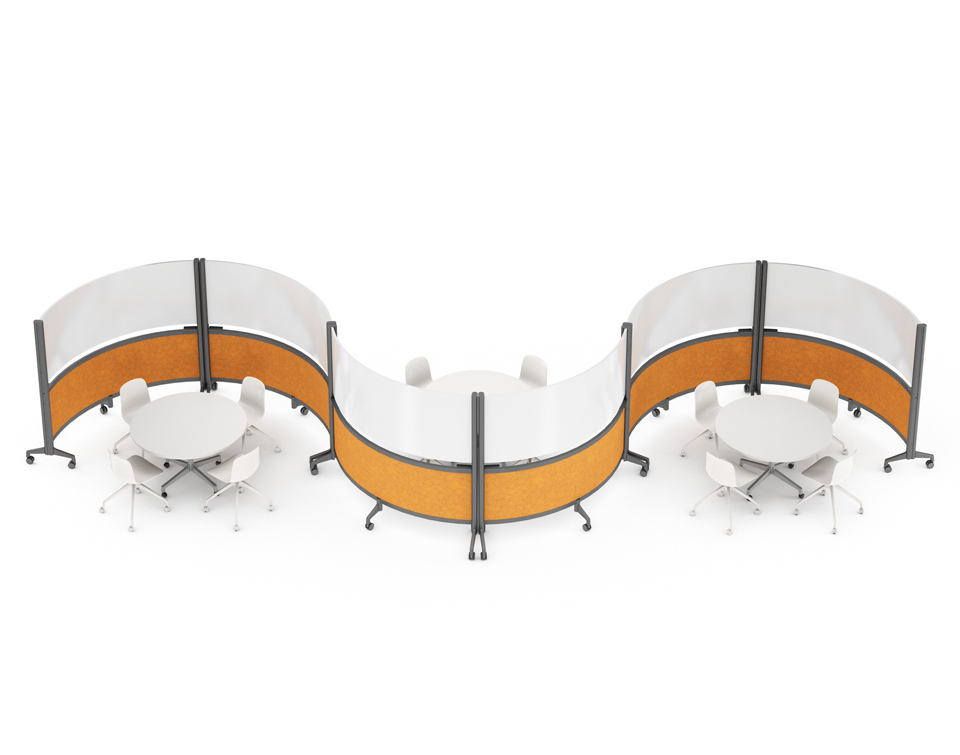 Curved Mobile Partitions with acoustical panel