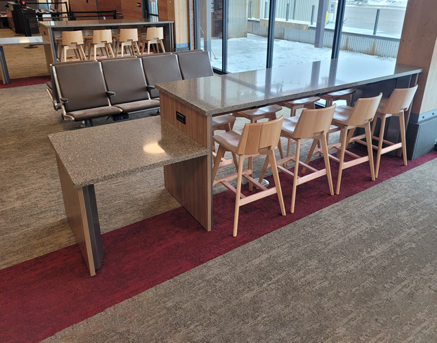 Airport Charging table with ADA extension for wheelchair users