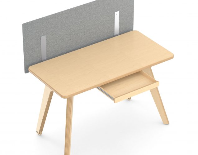 Work from home modern wood desk with privacy screen and drawer