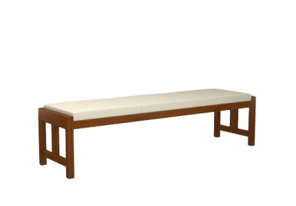 Wood bench with cushion, transitional style, for courthouses