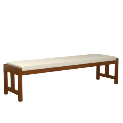 Wood bench with cushion, transitional style, for courthouses