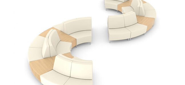 Gee Curved Lounge Seating. Two sided lounge seating for public spaces