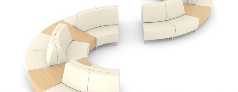 Curve modular lounge seating with occasional tables