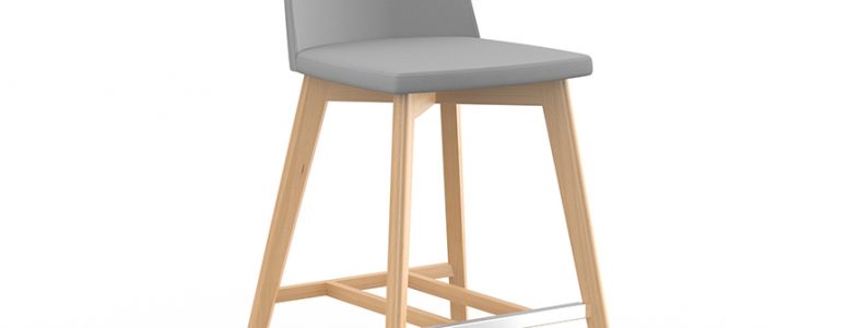 Modern wood stool with upholstered seat for airport seating
