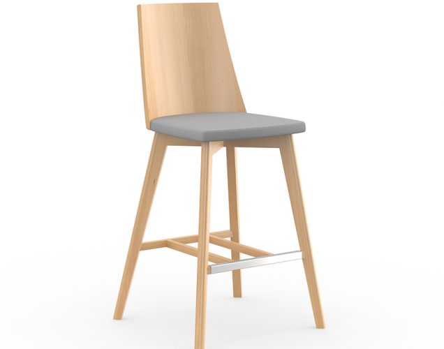 Modern wood stool with upholstered seat for airport seating
