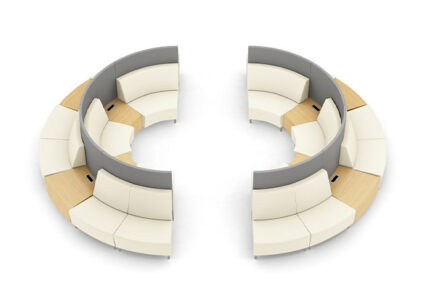 Gee Curved Lounge Seating with upholstered screen