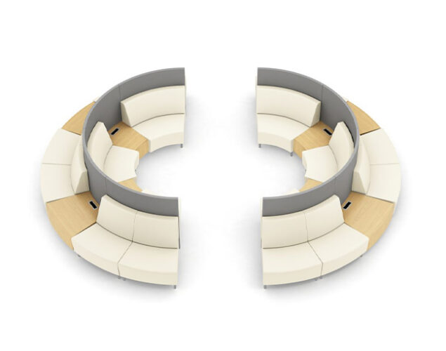 Gee Curved Lounge Seating with upholstered screen
