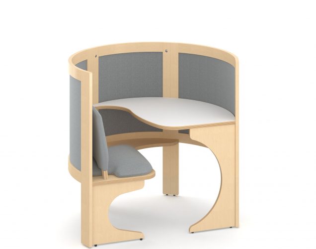 Children's sized curved study carrel