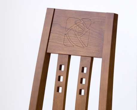 Custom etching on wood chair
