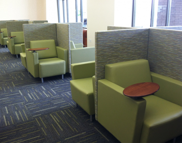 Airport terminal lounge seating for business travelers