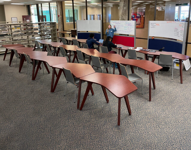 Flexible tables in a row at University Library