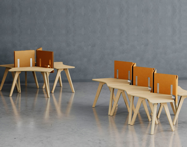 Adaptable workstations, flexible study room furniture, moveable tables on wheels