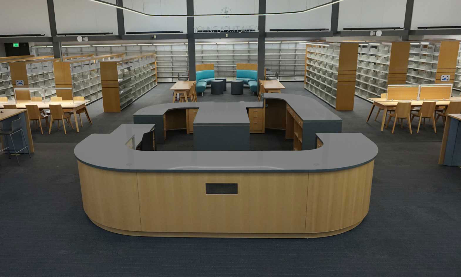 Public library custom circulation desk