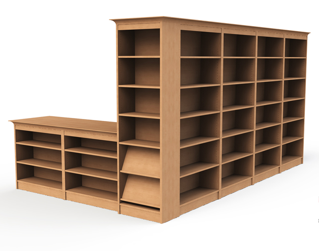 Custom shelving solutions for many books in libraries