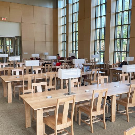 Custom library tables and matching chairs at Kenyon College