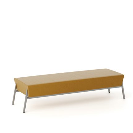 Cushion bench with metal legs and upholstery for airports and public spaces