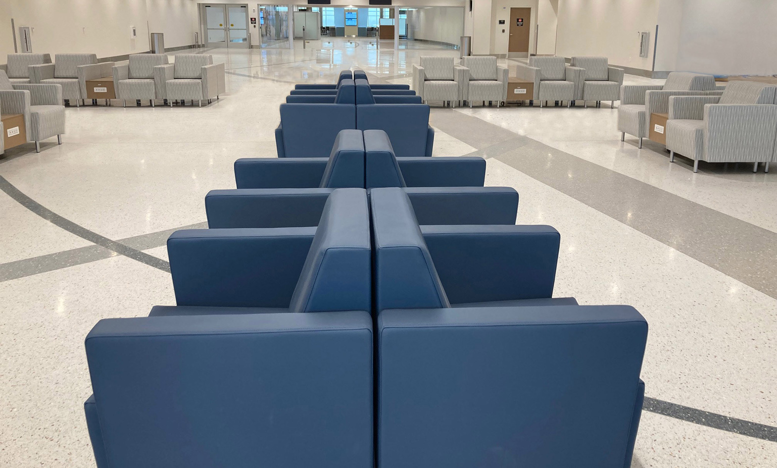 Airport terminal seating modular lounge chairs in terminal