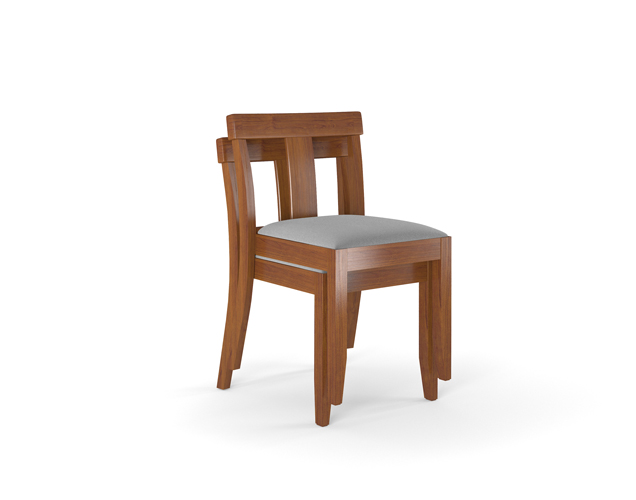 Wood stacking chair with back splat for churches and places of worship stacked two high