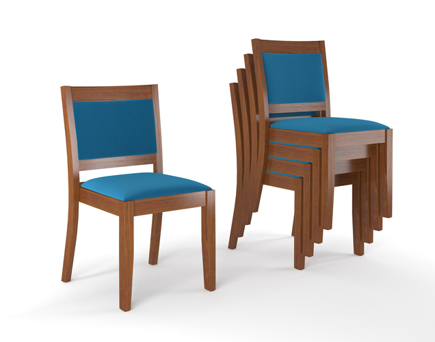 Wood stacking chairs with cushion up to four high