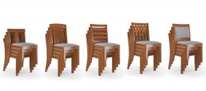 Wood stacking chairs in various styles