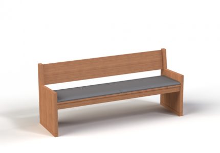 Modern wood bench with cushion seat for courtroom