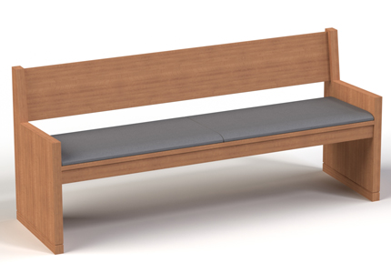 Comfortable bench seating with upholstered seat for courtroom